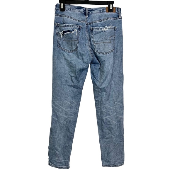 AMERICAN EAGLE HI-RISE GIRLFRIEND Distressed Medium Blue Wash Zip Fly Jeans sz 2 - Picture 11 of 16